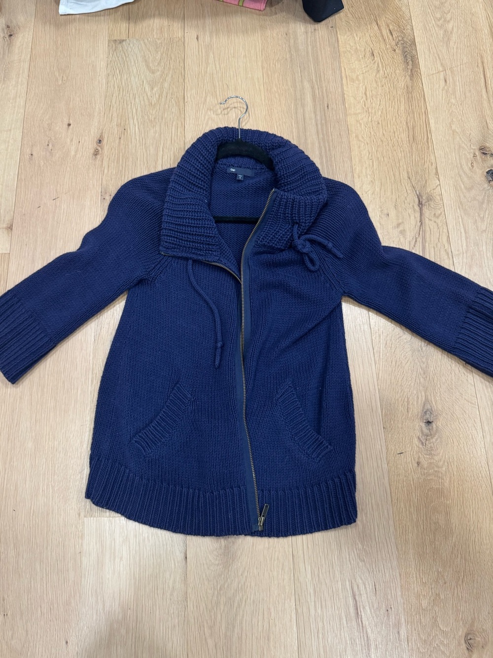 GAP Navy Teddy Knit Zip-Front Sweater